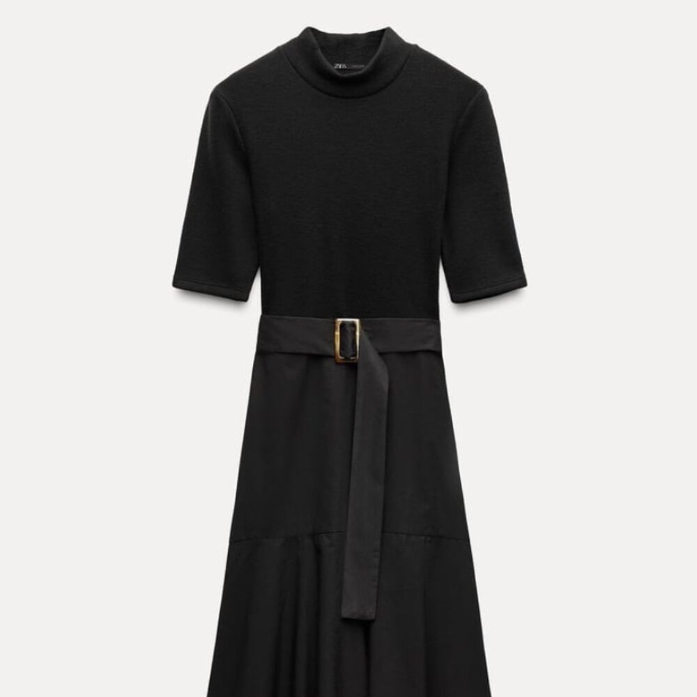 Multi fabric zara dress black worn once